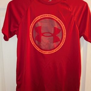 Under Armour Youth Large Crimson and Orange Logo Tee